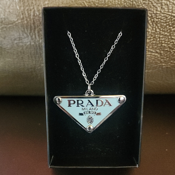 Prada Jewelry - Prada Silver Triangle Pendant w/added Unbranded Necklace